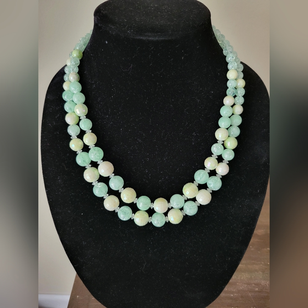 Vintage Coro Mint Green Beaded Necklace